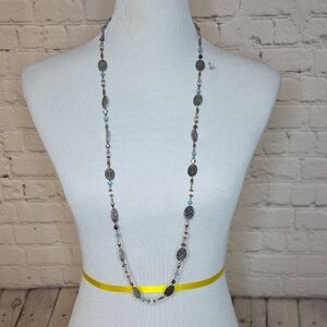 Premier Designs Silver and Blue Long Necklace